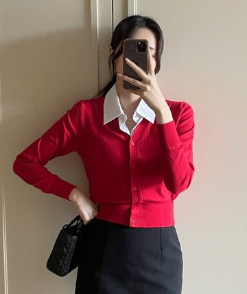 Meren Shirt Layered Knit Cardigan